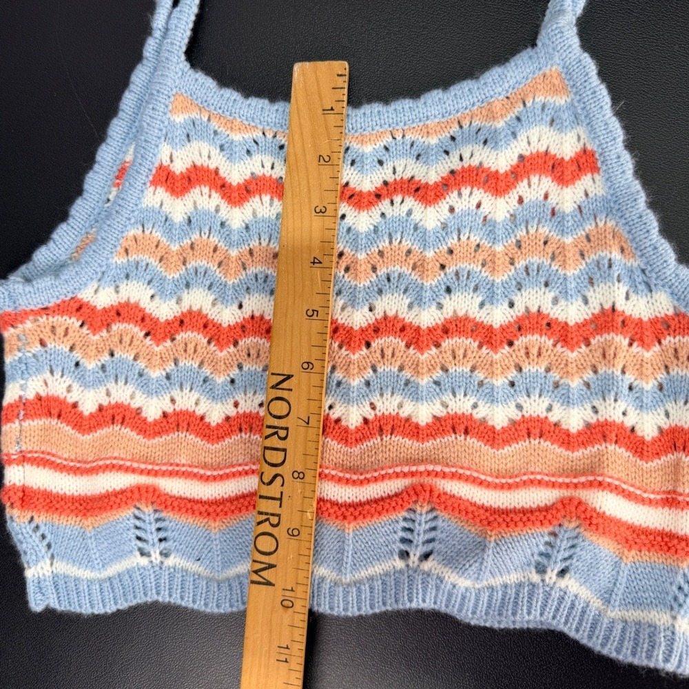 SHEIN Knit Sweater Crop Top Womens XS Chevron Boho Festival Sleeveless Tank Soft - Picture 5 of 10